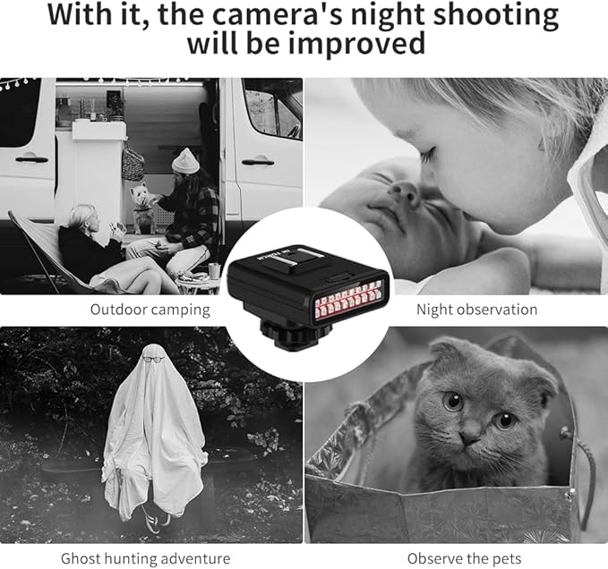 Ordro LN-3 IR Night Vision Light for Enhancing Camera Night Shooting Visibility, 1/4 Hot Shoe Compatible DSLR/Ordro Camera, 850nm IR Light USB Rechargeable IR Photography Light (Ghost Hunting Device)