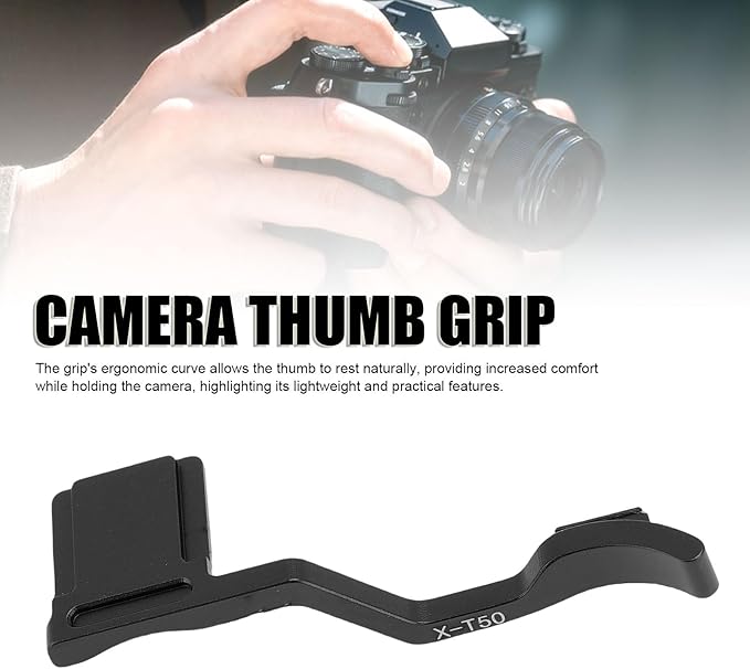 Yunir X T50 Thumb Up Grip for Fuji X T50 Camera Only,Aluminum Alloy Metal Thumb Grip with Hot Shoe Cover Protector Thumb Rest Support Holder,Not Affect The Use of XT50 Camera Buttons (Black)