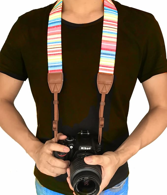 Alled Camera Neck Shoulder Belt Strap,Camera Straps for Women/Men for All DSLR/Nikon/Canon/Sony/Olympus/Samsung (Colorful Stripes)