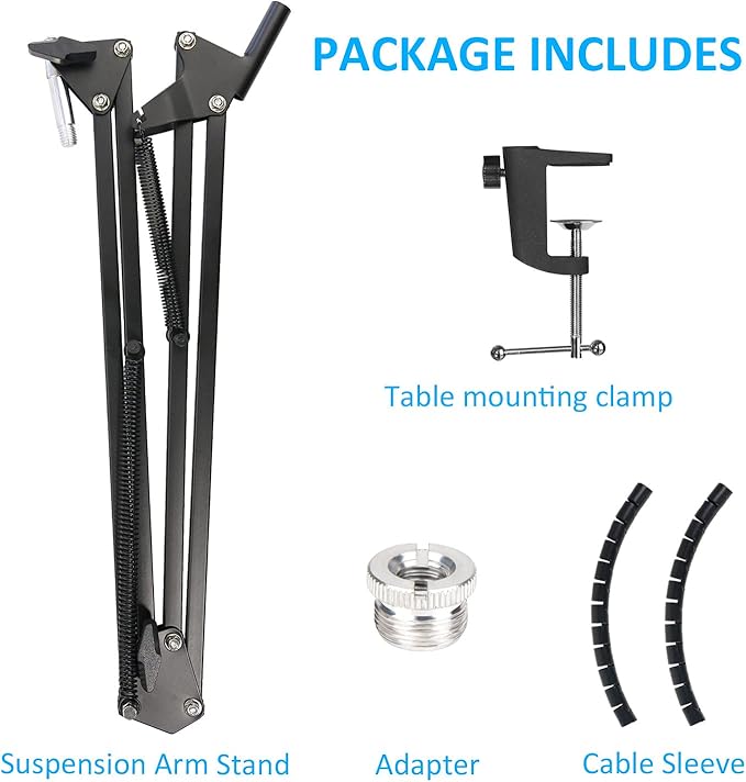HyperX SoloCast Mic Boom Arm Stand - Professional Adjustable Scissor Microphone Boom Arm with Cable Sleeve Compatible with HyperX SoloCast Microphone by YOUSHARES