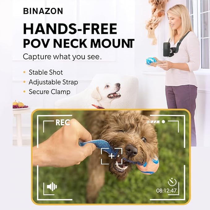 Neck Mount for Phones, Hands Free POV/Vlog Filming, Neck Cell Phone Holder for Recording Cooking Riding Outdoor, Content Creator Essentials Compatible with iPhone Android Smartphones (Gray)