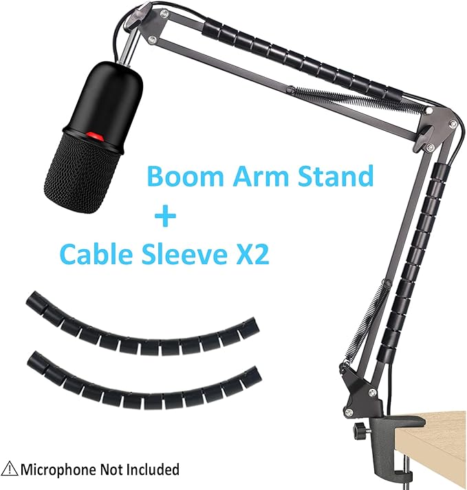 HyperX SoloCast Mic Boom Arm Stand - Professional Adjustable Scissor Microphone Boom Arm with Cable Sleeve Compatible with HyperX SoloCast Microphone by YOUSHARES