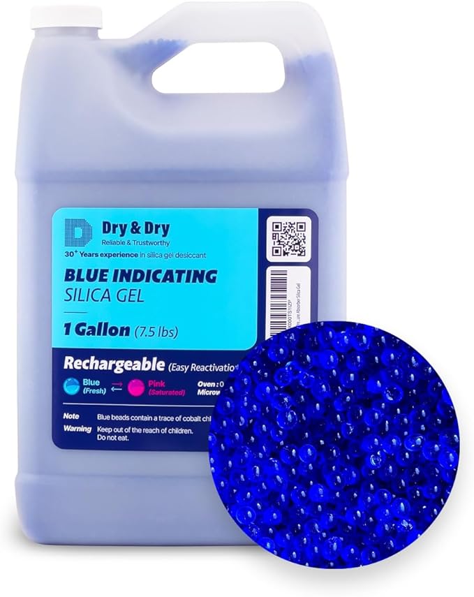 Dry & Dry [7.5 LBS] Blue Indicating Silica Gel Beads(Industry Standard 3-5 mm) - Reusable Desiccant Beads Silica Beads(Blue to Pink)