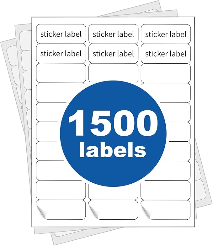 [50 Sheets] 1” X 2-5/8” Printable Address Labels 1500 Mailing Label for Envelopes 30-up Labels White, 5160 8160 Label Sheet for Laser Inkjet Printer