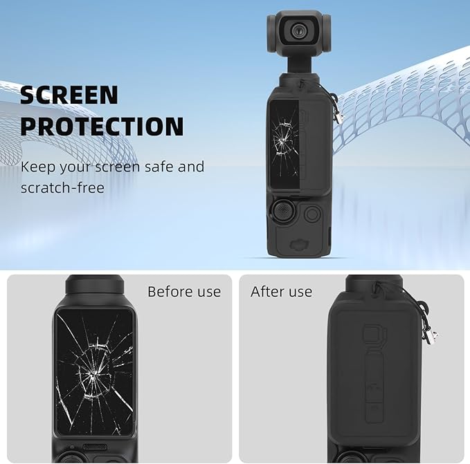 BRDRC Pocket 3 Silicone Cover, For Xtra Muse Protective Case Lens Protector Scratch-Resistant Sleeve Skin Compatible with DJI OSMO Pocket 3 Creator Combo/Xtra Muse Accessories (Grey)