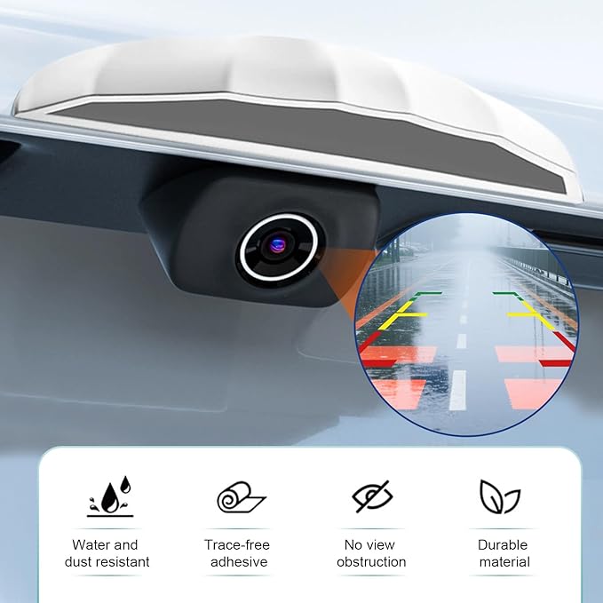 Hugwits Car Rearview Camera Anti-Rain Cover, 0.7" x 3.9" Silicone Reversing Camera Rain Eyebrow Cover, Self-Adhesive Dashcam Protective Covers, Universal for Most Cars (White)
