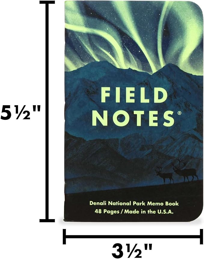 Field Notes: National Parks Series (Series E - Denali, Cuyahoga, Olympic) - Graph Paper Memo Book 3-Pack - 3.5 x 5.5 Inch