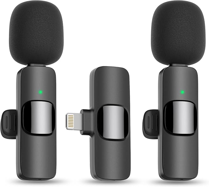 MAYBESTA Wireless Mini Microphone for iPhone 14 Below - Bluetooth Lapel Mic for Video Recording - Clip on Phone Microphones for YouTube Tiktok