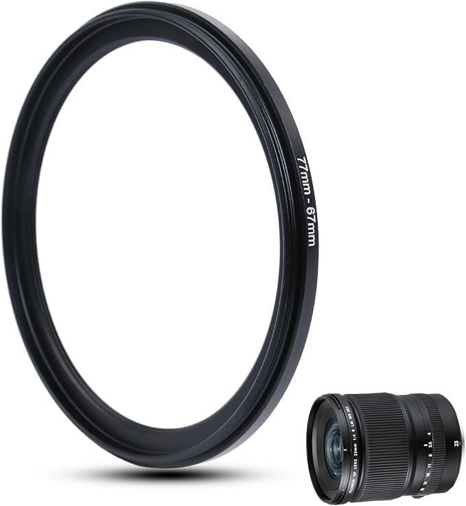 Metal Step Down Ring Filter Adapter - 77mm to 67mm - Metal Ring Step Down Rings Adapter Filter Compatible with All 67mm UV, CPL, ND, Lens Hood, Threaded Lens ect