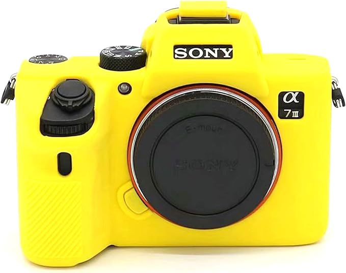 Professional Secure Soft Silicone Camera Case Bag Housing Rubber Body Skin for Sony Alpha A7iii a73 A7R3 A7Riii a7R Mark III a7 Mark III Digital SLR Camera Protective Case (Yellow)
