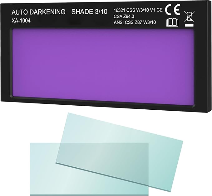 SHINE Shade 10 2x4 1/4 Auto Darkening Welding Lens, Ultra Clear, High Definition filter Technology for Pipeliner Pancake Welding Hood and Fibre-Metal Welding Hoods