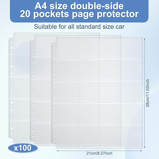 Fuyoooo 100 Pack Protective Photo Slide Pages Holds 20 35mm Slides Top Loading Photo Page Sleeves for 3 Ring Binder Holds 2000 2 x 2 Inch Photos Archival Slide Storage Album Refill Preservers