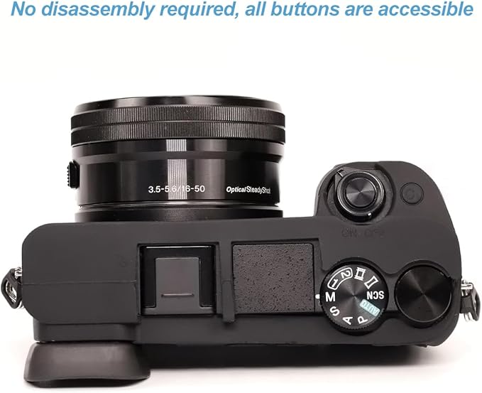 Pocoukate Case for Sony Alpha A6400, A6300, Camera, Soft Silicone Protective Cover Skin with Screen Protector Accessories for Sony Alpha A6400 / 6300 Digital Camera Silicone Cas - Black