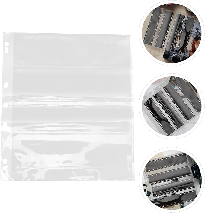 KICHOUSE 10pcs Negative Film Sleeves Archival Photo Protectors for Standard Binders Easy Organization and Ample Storage for Important Documents