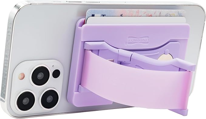 LoveHandle Phone Wallet with Kickstand and Adapter Ring for MagSafe, Phone Card Holder, Wireless Charging Compatible, Wallet Compatible with MagSafe - Lavender Glow on Lavender