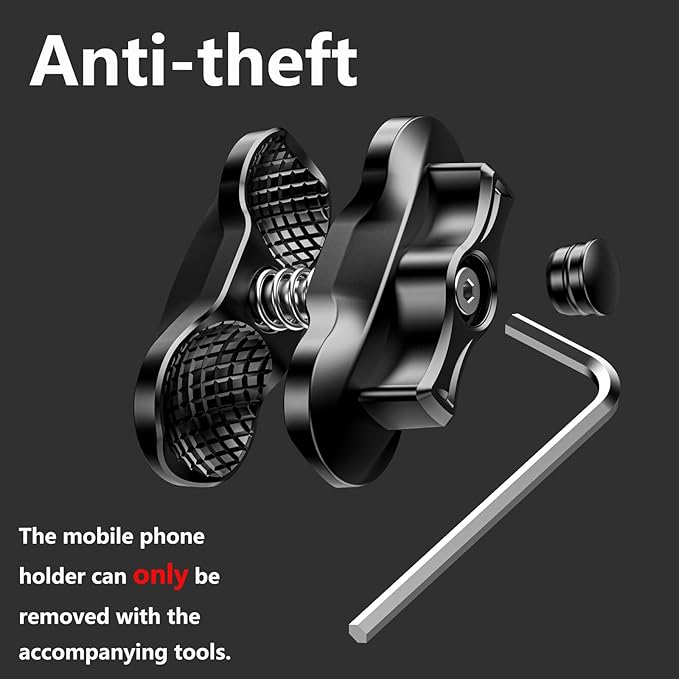 Anti-Theft UTV Phone Mount with Vibration Dampener, Adjustable UTV Cellphone Holder Fit on 1.5''/1.65''/1.75''/1.85'' Roll Cage Bar, for 5.4''-7'' Smartphone