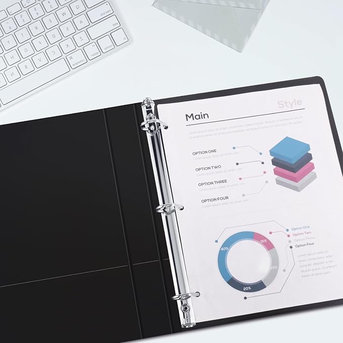 3 Ring Binder 2 Inch, ViVin Sturdy 2"-Slant D Ring Binder with 2 Interior Pockets, Clear View Cover, PVC-Free, Fits 500 Sheets of US Letter Size Paper (6 Pack, Black)