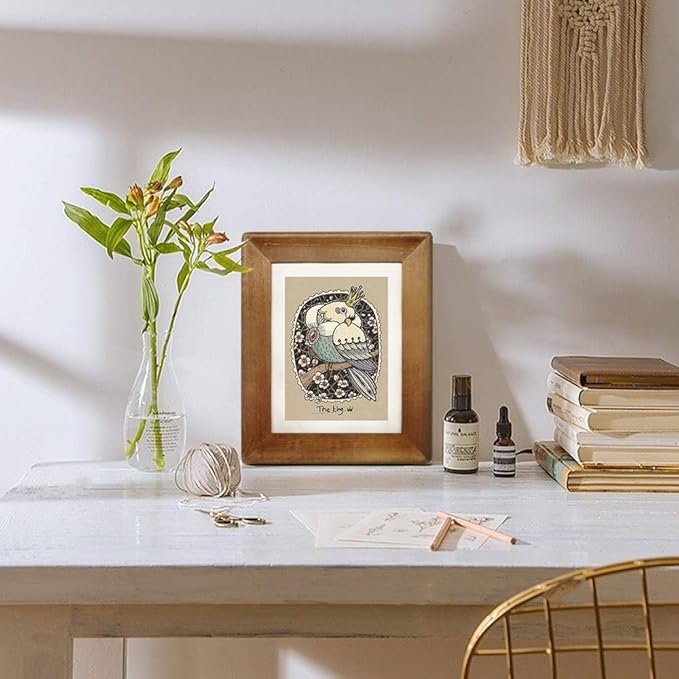 6x8 Wood Picture Frames, Rustic Photo Frame with Real Glass Front,Wall Hanging and Tabletop Standing,Vertical or Horizontal Display (Brown)
