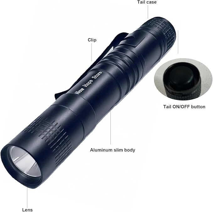 LED Pocket Penflashlight, High Lumens Lightweight Penlight Waterproof Compact Pen Light with Clip for Inspection, Repair, Camping Powered by 1*AAA Battery(not Included) Set 6pcs