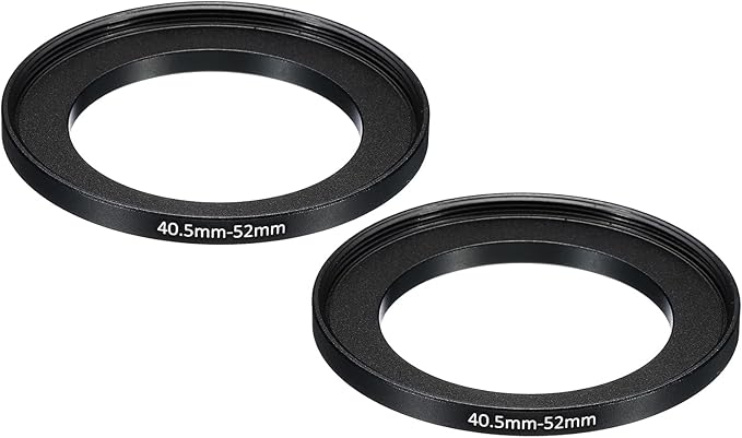 PATIKIL 40.5mm-52mm Metal Step Up Ring, 2 Pack Camera Lens Filter Adapter Ring Aluminum Filter Adapter Ring for Camera Lenses Hood, Black