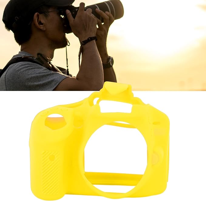 Silicone Camera Case for D3100, Rubber Housing Protective Cover Anti Shock Anti Slip DSLR Skin Cover, Full Body Detachable Cage (Yellow)