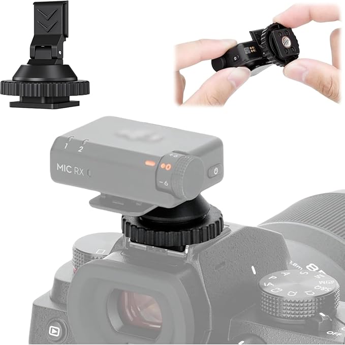 JJC Cold Shoe Mount Adapter for DJI Mic Mini with 1/4"-20, Durable ABS Cold Shoe Adapter Angle Adjustable, Hot Shoe Accessories for DSLR Camera Vlogging Video Recording, Not for DJI MIC 1/2