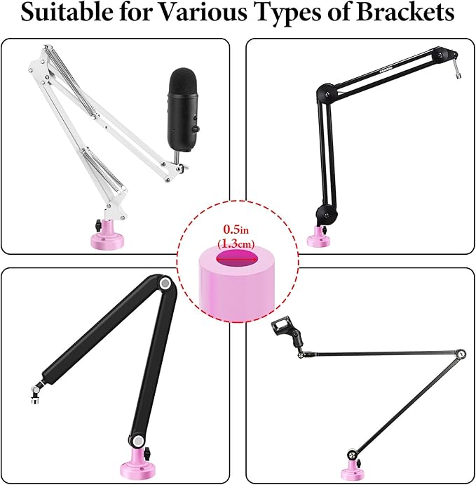 Geekria for Creators Microphone Table Flange Mount Adapter, Metal Table Mount Clamp with Adjustable Interface Aperture Compatible with TONOR T20, Aokeo AK-35, InnoGear Microphone Arm (Pink)