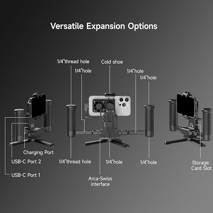 FeiyuTech Phone Video Rig Pro for iPhone 17 16 15 Pro/Pro Max - ProRes 4K Filmmaking Cage with External Storage Hub,Cooling Fan,Battery Extension,USB-C Expansion for Professional iPhone Video Create