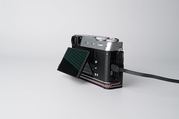 Genuine Leather Camera Half Case for Fujifilm X100VI - Top Layer Cowhide Body + Metal Base Plate - Hand Shank Free Design (Dark Brown)