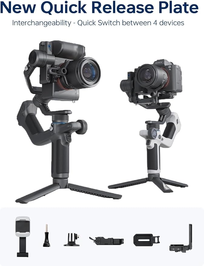 FeiyuTech SCORP Mini 2 [White] All-in-One 3-Axis Mirorrless Gimbal Camera Stabilizer for Sony A7III Canon R6 Nikon Z30 Fujifilm GoPro11/12 iPhone 16 15 14,Samsung, AI Tracker,Max 2.65lb