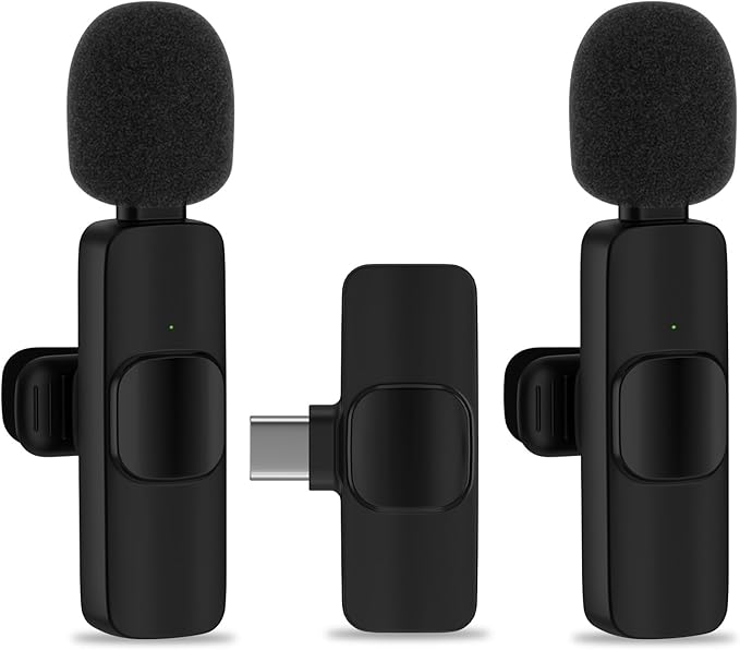 USB C Wireless Lavalier Microphone for iPhone 17 16 Pro Max 16e 15,Samsung Galaxy S25 A16 S24 Ultra,Noise Reduction Mini Lapel Mic Clip on,Lav Mic on Video Recording,Tiktok,Youtube,Vlog,Live Streaming