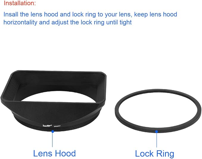 Haoge 77mm Square Metal Screw-in Mount Lens Hood Shade with Cap for 77mm Canon Nikon Sony Leica Leitz Carl Zeiss Voigtlander Nikkor Panasonic Fujifilm Olympus Lens and Other 77mm Filter Thread Lens