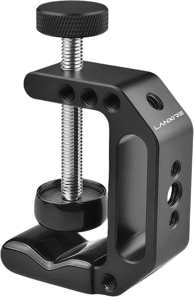 C Clamp Camera Mount with 1/4’’ and 3/8’’ Threaded Holes - 4.5cm Jaw Opening - Max Load 2kg