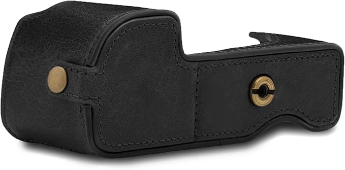 MegaGear MG1641 Ever Ready Genuine Leather Camera Half Case compatible with Sony Alpha A6100, A6400 - Black