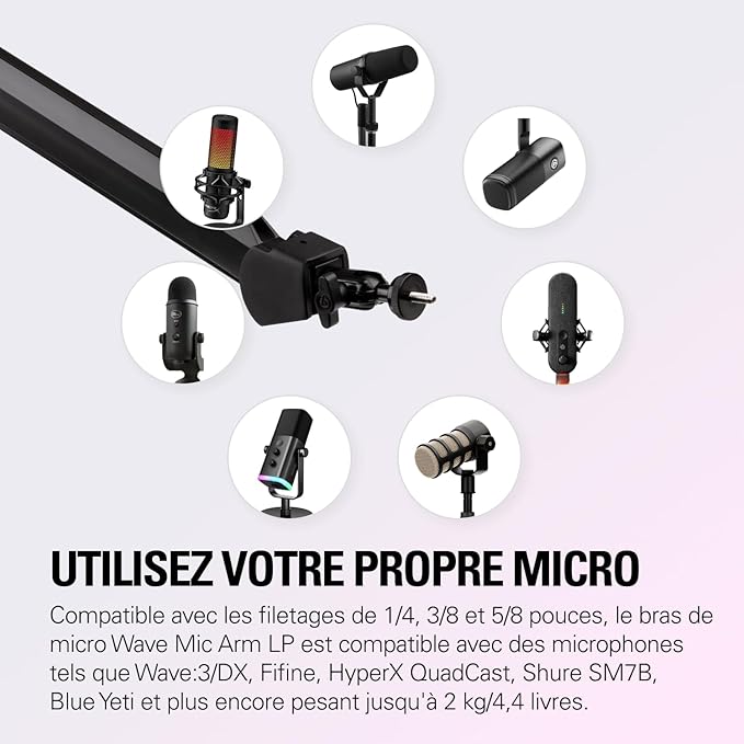 Elgato Wave Mic Arm - Premium Broadcasting Boom Arm with Cable Management Channels, Desk Clamp, 1/4" Thread Adapters, Fully Adjustable, perfect for Podcasts, Streaming, Gaming, Home Office, Recording