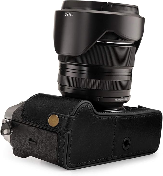 MegaGear MG1923 Ever Ready Genuine Leather Camera Half Case Compatible with Fujifilm X-T4 - Black