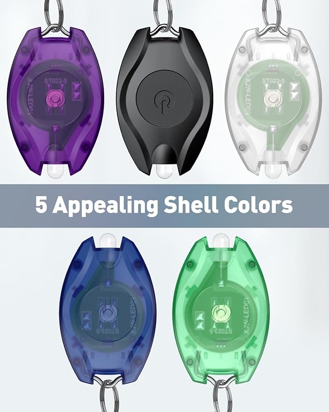 Uniclife 5 Pack LED Keychain Flashlight Mini LED Keychain Light 14 Lumen Portable Ultra Bright Battery Powered Key Ring Torch for Outdoor Camping Hiking and Emergency Lighting, 5 Colors of Shells