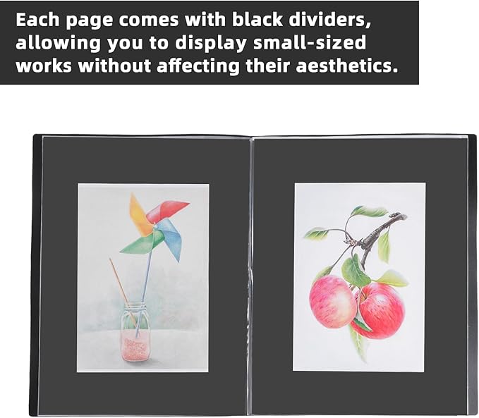 ZFCLXX Art Portfolio Binder 13"x19" Heavy Duty Binder, Portfolio Folder with 30 Sheet Protectors, With Black bompartments Display 60 Pages, Large Posters Photo Album，Scrapbook Paper Storage ﻿