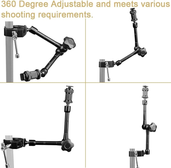 11" Articulating Magic Friction Arm with Large Super Crab Clamp Mount Clip Pliers for DSLR Camera Monitor LED Light