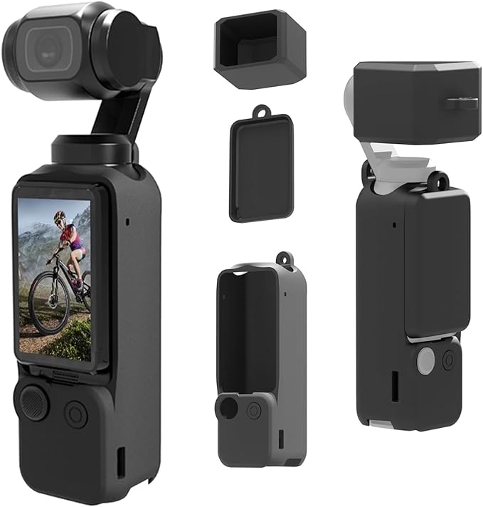 PULUZ Pocket 3 Silicone Cover, Soft Protective Case Compatible with DJI Osmo Pocket 3, Lens Protector Screen Protector Grip Cover Accessories(Black)