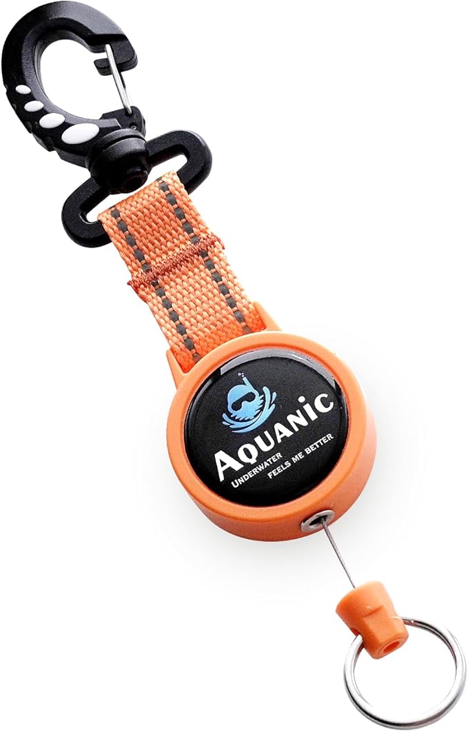 nitescuba Scuba Diving Retractable Gear Tethers, Scuba Accessories Dive Clip Lanyard with Snap Hook, Split Ring Quick-Release Extension Cord for Diving,Swimming,Flashlights,Cameras and More