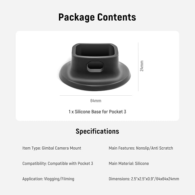 NEEWER Silicone Stand Base for Pocket 3, ø64mm Nonslip Soft Stable Anti Scratch Desktop Camera Mount Support Base Accessory Compatible with DJI Osmo Pocket 3 Gimbal Camera, AC020