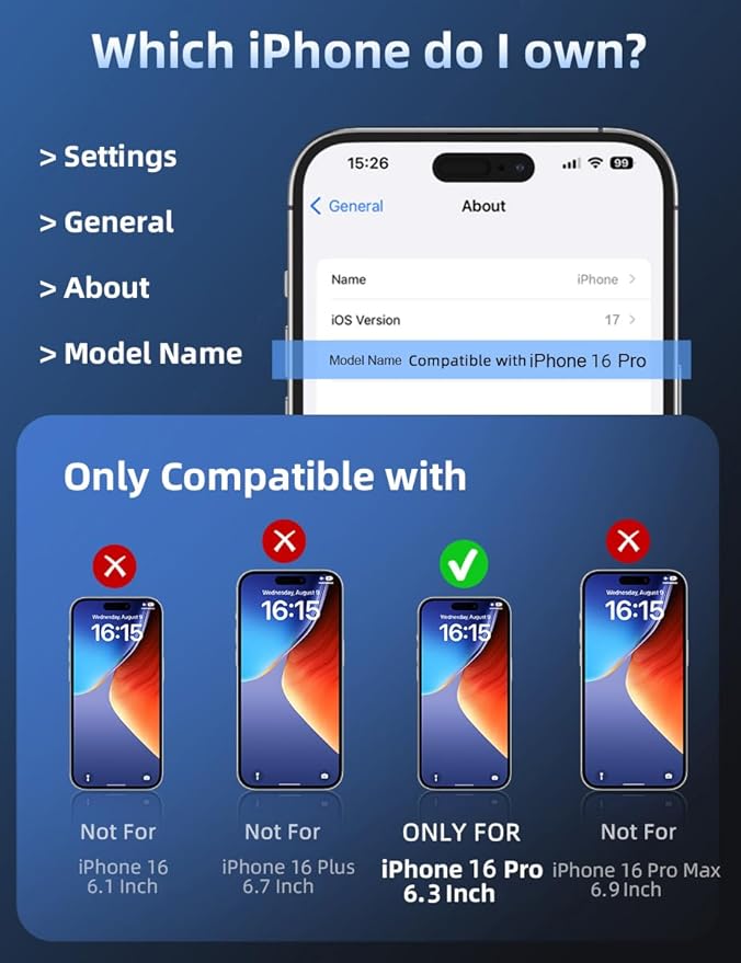 ruwa Privacy Screen Protector for iPhone 16 Pro [2-Pack] Anti-Peep Tempered Glass Film with Easy Installation Frame