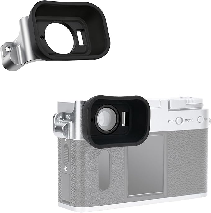 JJC Long Soft Rubber Eyecup Eyepiece for Fuji Fujifilm X Half XHalf Digital Camera, X Half Camera Eye Cup Extended Viewfinder Cover, Comfortable Silicone Material, Not Affect Screen Use, Silver Color