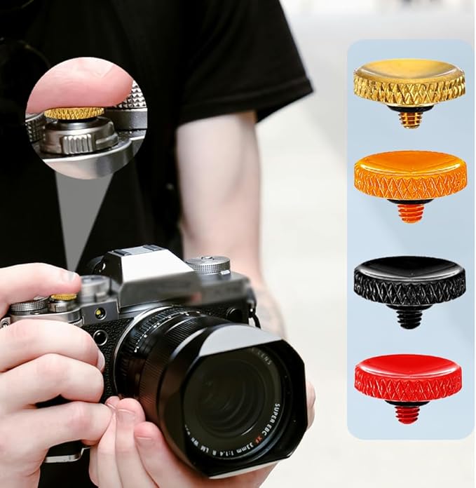 4Pack Camear Soft Shutter Button Metal Brass Knurled Camera Shutter Release Button (Multi-Colors)