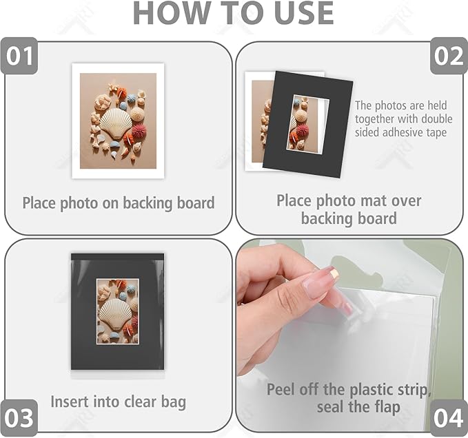 Golden State Art, Acid Free, Pack of 5, 8x10 Black Picture Mats Mattes with White Core Bevel Cut for 4x6 Photo + Backing + Bags