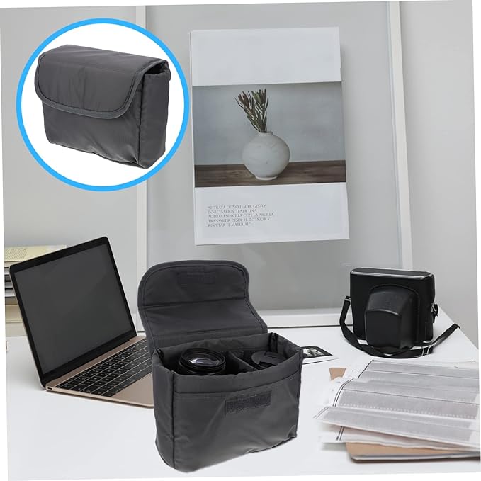 SUPVOX Padded Camera Bag Insert Compact Foldable Camera Case for Dslr Lens Protection Fits Backpack Messenger Bag