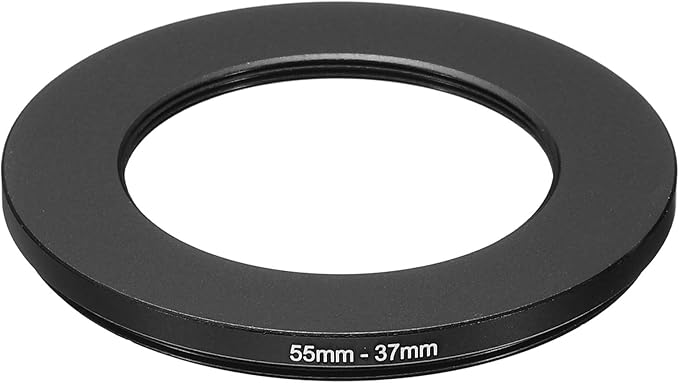 PATIKIL 55mm-37mm Metal Step Down Ring, Camera Lens Filter Adapter Ring Aluminum Filter Adapter Ring for Camera Lenses Hood, Black