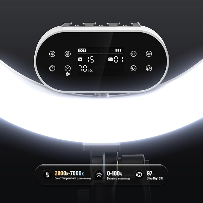 NEEWER 19" 100W High Power LED Ring Light with Tripod Stand & 3 Phone Holders Compatible with iPhone, 2900-7000K CRI97+ App&2.4G Control Lighting for Selfie Video Recording Makeup Streaming, RH100B