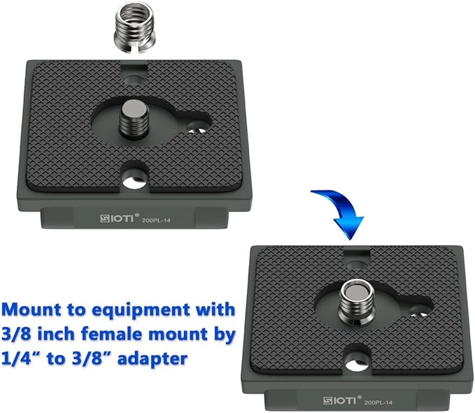 SIOTI 200PL-14 Quick Release Plate to RC/RC2/XPRO, 200PL-14 QR, Compatible for Manfr0tt0 Tripods Head with RC/RC2/XPRO Rapid Connect System (Gray)